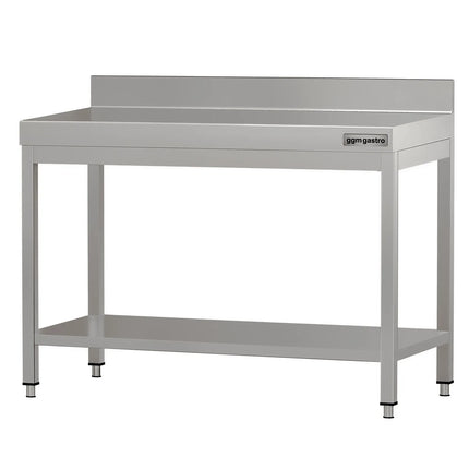 GGM Gastro Commercial Stainless Steel Table with Upstand ECO - 1000x600mm - with Undershelf - with Rear Upstand - with Cross Bracing