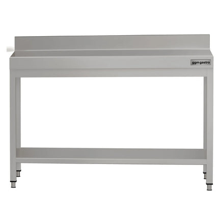 GGM Gastro Commercial Stainless Steel Table with Upstand ECO - 1200x600mm - with Undershelf - with Rear Upstand - with Cross Bracing