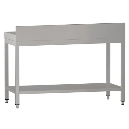 GGM Gastro Commercial Stainless Steel Table with Upstand ECO - 1200x600mm - with Undershelf - with Rear Upstand - with Cross Bracing