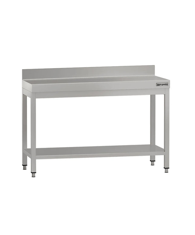 GGM Gastro Commercial Stainless Steel Table with Upstand ECO - 1200x700mm - with Undershelf - with Rear Upstand