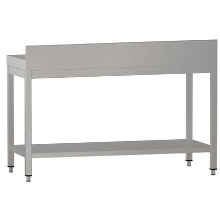 GGM Gastro Commercial Stainless Steel Table with Upstand ECO - 1400x600mm - with Undershelf - with Rear Upstand