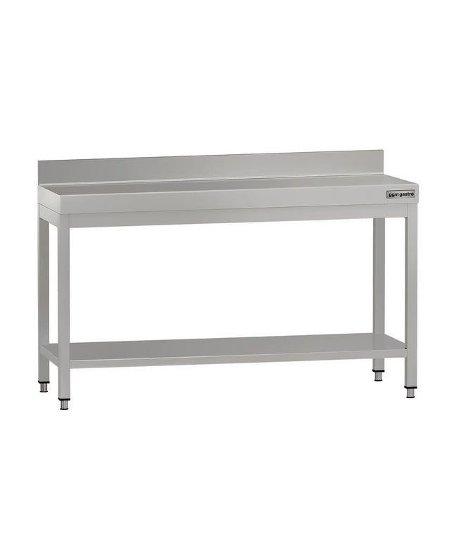 GGM Gastro Commercial Stainless Steel Table with Upstand ECO - 1500x600mm - with Undershelf - with Rear Upstand - with Cross Bracing