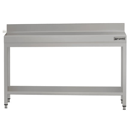 GGM Gastro Commercial Stainless Steel Table with Upstand ECO - 1500x600mm - with Undershelf - with Rear Upstand - with Cross Bracing