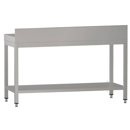 GGM Gastro Commercial Stainless Steel Table with Upstand ECO - 1500x600mm - with Undershelf - with Rear Upstand - with Cross Bracing