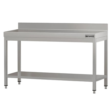 GGM Gastro Commercial Stainless Steel Table with Upstand ECO - 1500x700mm - with Undershelf - with Rear Upstand