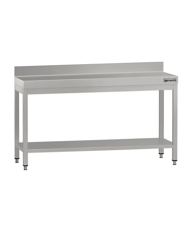 GGM Gastro Commercial Stainless Steel Table with Upstand ECO - 1600x600mm - with Undershelf - with Rear Upstand