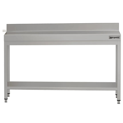 GGM Gastro Commercial Stainless Steel Table with Upstand ECO - 1600x600mm - with Undershelf - with Rear Upstand