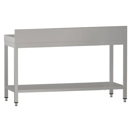 GGM Gastro Commercial Stainless Steel Table with Upstand ECO - 1600x700mm - with Undershelf - with Rear Upstand