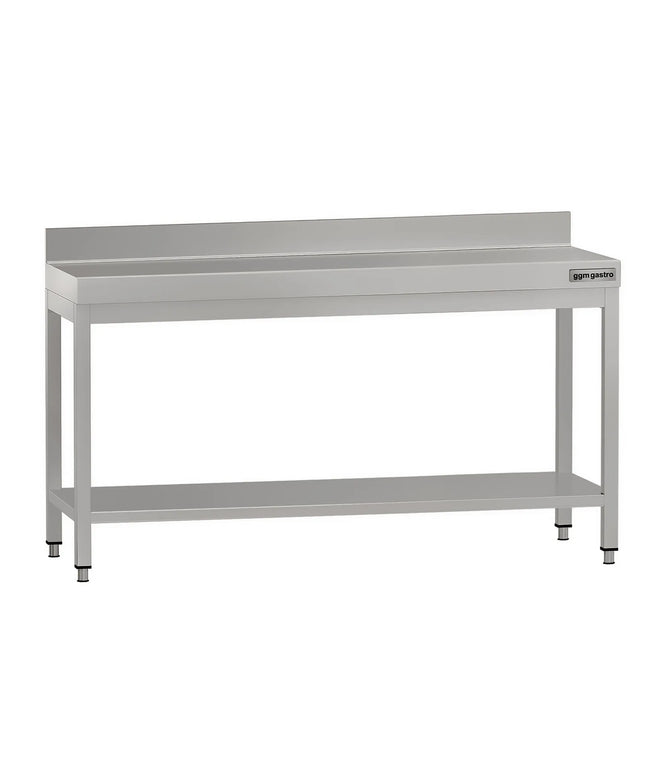 GGM Gastro Commercial Stainless Steel Table with Upstand ECO - 1800x700mm - with Undershelf - with Rear Upstand