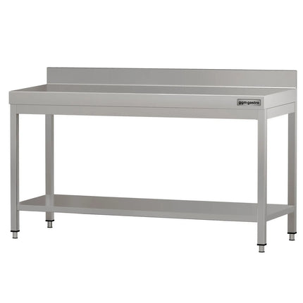 GGM Gastro Commercial Stainless Steel Table with Upstand ECO - 1800x700mm - with Undershelf - with Rear Upstand