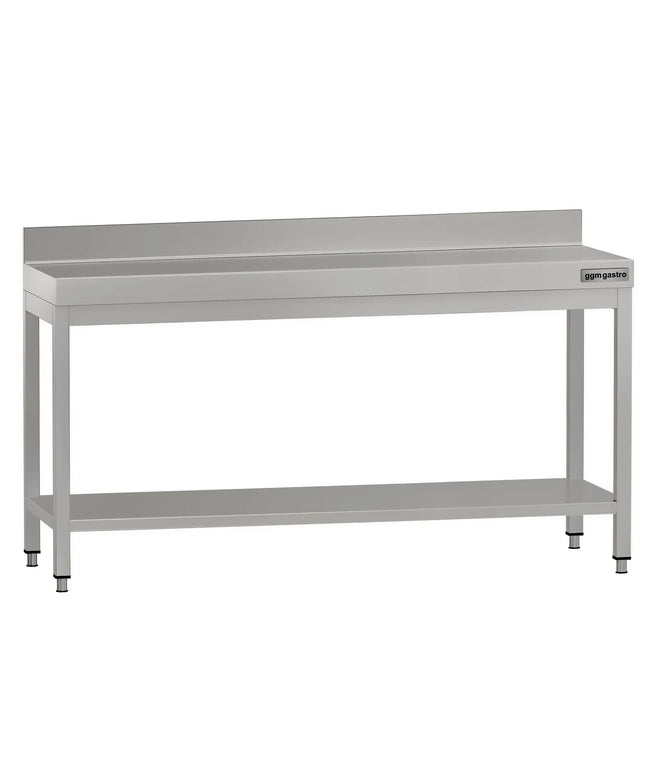 GGM Gastro Commercial Stainless Steel Table with Upstand ECO - 2000x600mm - with Undershelf - with Rear Upstand - with Cross Bracing
