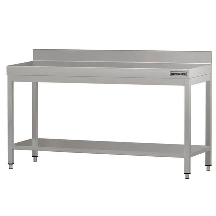 GGM Gastro Commercial Stainless Steel Table with Upstand ECO - 2000x700mm - with Undershelf - with Rear Upstand