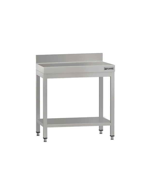 GGM Gastro Commercial Stainless Steel Table with Upstand ECO - 600x600mm - with Undershelf - with Rear Upstand