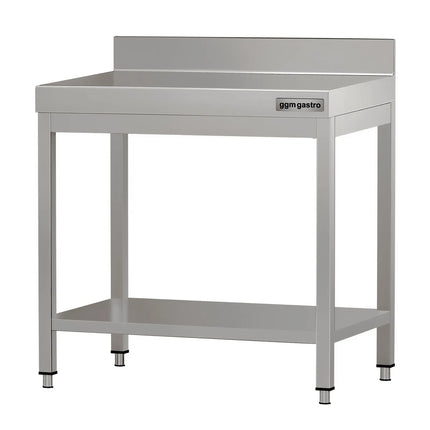GGM Gastro Commercial Stainless Steel Table with Upstand ECO - 600x600mm - with Undershelf - with Rear Upstand