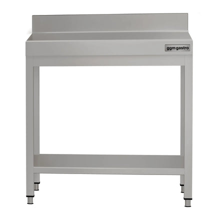 GGM Gastro Commercial Stainless Steel Table with Upstand ECO - 600x700mm - with Undershelf - with Rear Upstand