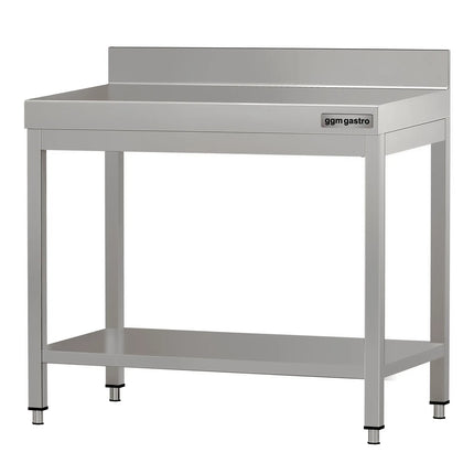 GGM Gastro Commercial Stainless Steel Table with Upstand ECO - 700x600mm - with Undershelf - with Rear Upstand