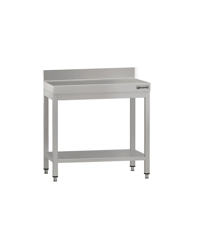 GGM Gastro Commercial Stainless Steel Table with Upstand ECO - 700x700mm - with Undershelf - with Rear Upstand