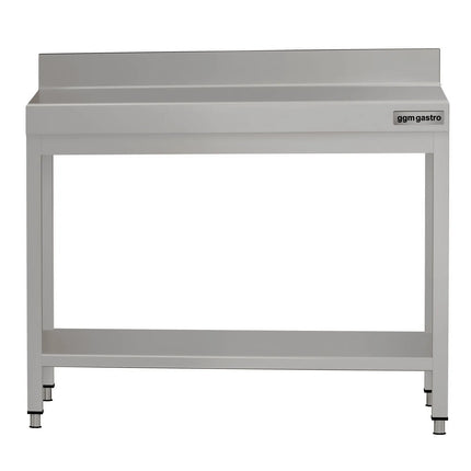 GGM Gastro Commercial Stainless Steel Table with Upstand ECO - 800x600mm - with Undershelf - with Rear Upstand