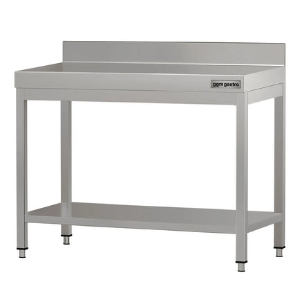 GGM Gastro Commercial Stainless Steel Table with Upstand ECO - 800x600mm - with Undershelf - with Rear Upstand