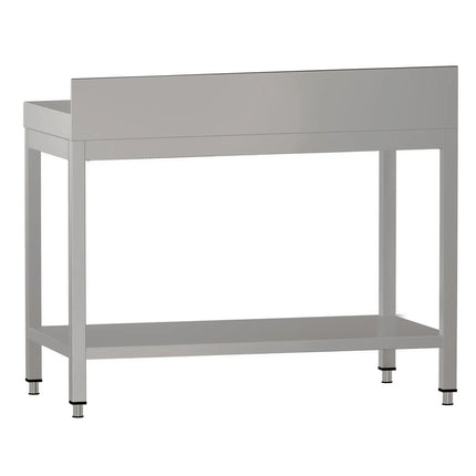 GGM Gastro Commercial Stainless Steel Table with Upstand ECO - 800x600mm - with Undershelf - with Rear Upstand