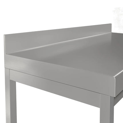 GGM Gastro Commercial Stainless Steel Table with Upstand ECO - 800x600mm - with Undershelf - with Rear Upstand