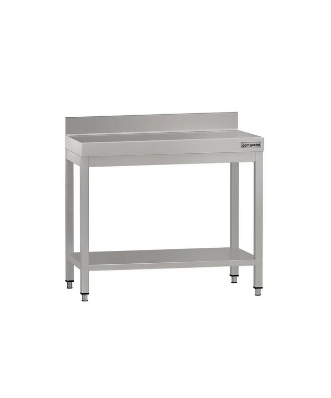GGM Gastro Commercial Stainless Steel Table with Upstand ECO - 800x700mm - with Undershelf - with Rear Upstand - with Cross Bracing