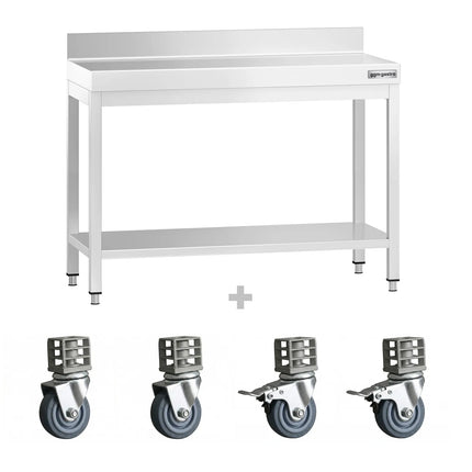 GGM Gastro Commercial Stainless Steel Table with Upstand PREMIUM - 1000x600mm - with Undershelf - with Rear Upstand
