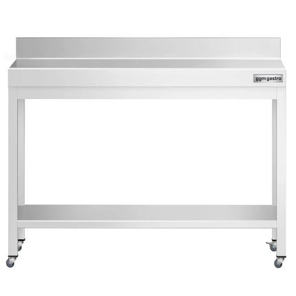 GGM Gastro Commercial Stainless Steel Table with Upstand PREMIUM - 1000x600mm - with Undershelf - with Rear Upstand