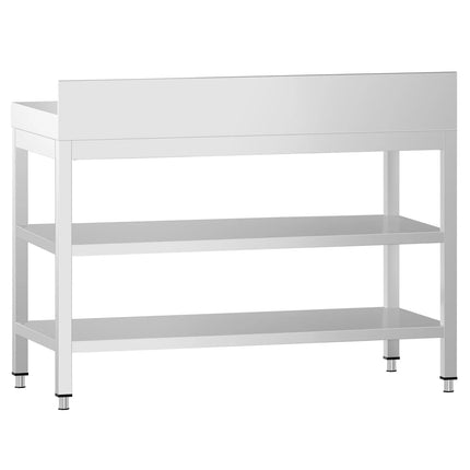 GGM Gastro Commercial Stainless Steel Table with Upstand PREMIUM - 1000x600mm - with Undershelf - with Rear Upstand - with 2 Undershelves
