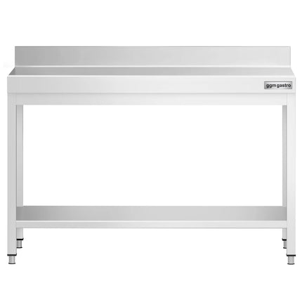GGM Gastro Commercial Stainless Steel Table with Upstand PREMIUM - 1200x600mm - with Undershelf