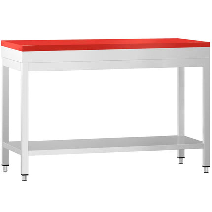 GGM Gastro Commercial Stainless Steel Table with Upstand PREMIUM - 1200x800mm - with Undershelf - with Red Chopping Board