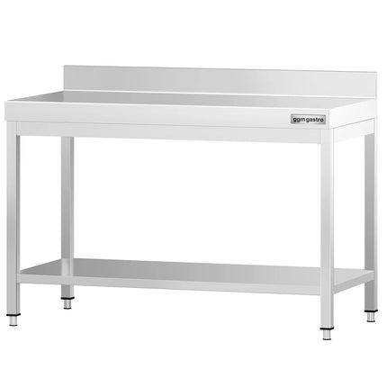 GGM Gastro Commercial Stainless Steel Table with Upstand PREMIUM - 1200x600mm - with Undershelf
