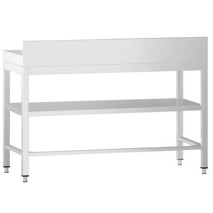 GGM Gastro Commercial Stainless Steel Table with Upstand PREMIUM - 1200x800mm - with Undershelf - with Rear Upstand - with Cross Bracing