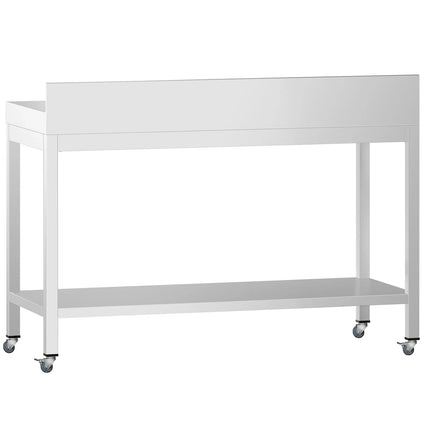 GGM Gastro Commercial Stainless Steel Table with Upstand PREMIUM - 1200x700mm - with Undershelf - with Rear Upstand - with Additional Undershelf (mid-shelf)