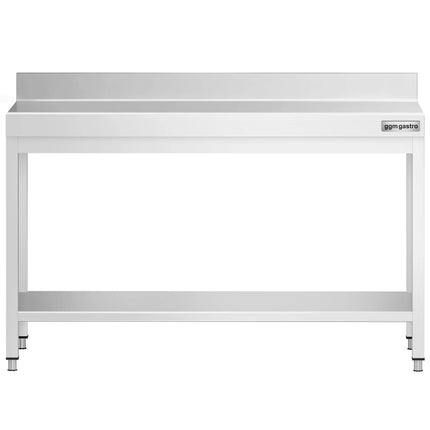 GGM Gastro Commercial Stainless Steel Table with Upstand PREMIUM - 1400x700mm - with Undershelf - with Rear Upstand