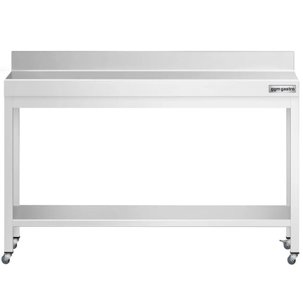 GGM Gastro Commercial Stainless Steel Table with Upstand PREMIUM - 1400x600mm - with Undershelf - with Rear Upstand