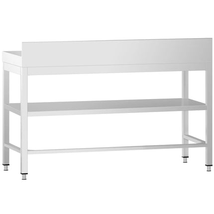 GGM Gastro Commercial Stainless Steel Table with Upstand PREMIUM - 1400x600mm - with Undershelf - with Rear Upstand - with Cross Bracing