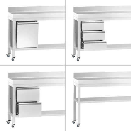 GGM Gastro Commercial Stainless Steel Table with Upstand PREMIUM - 1400x600mm - with Undershelf - with Rear Upstand