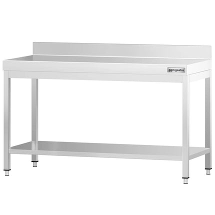 GGM Gastro Commercial Stainless Steel Table with Upstand PREMIUM - 1500x600mm - with Undershelf - with Rear Upstand