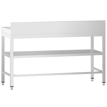 GGM Gastro Commercial Stainless Steel Table with Upstand PREMIUM - 1500x700mm - with Undershelf - with Rear Upstand - with Cross Bracing