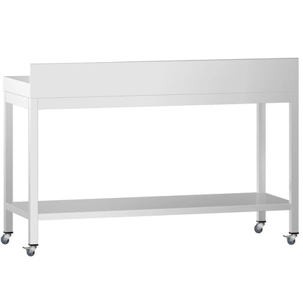 GGM Gastro Commercial Stainless Steel Table with Upstand PREMIUM - 1500x800mm - with Undershelf - with Rear Upstand