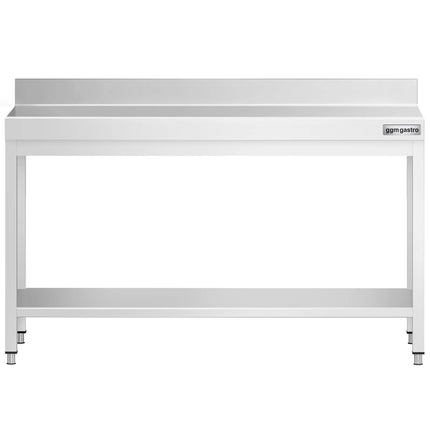 GGM Gastro Commercial Stainless Steel Table with Upstand PREMIUM - 1600x600mm - with Undershelf - with Rear Upstand