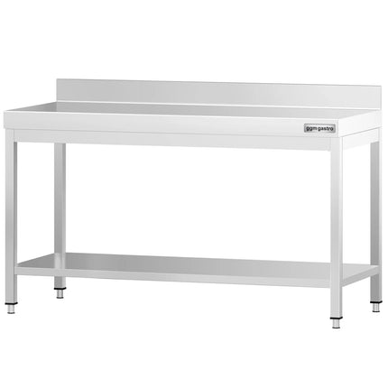 GGM Gastro Commercial Stainless Steel Table with Upstand PREMIUM - 1600x600mm - with Undershelf - with Rear Upstand