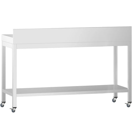 GGM Gastro Commercial Stainless Steel Table with Upstand PREMIUM - 1600x600mm - with Undershelf - with Rear Upstand - with Cross Bracing