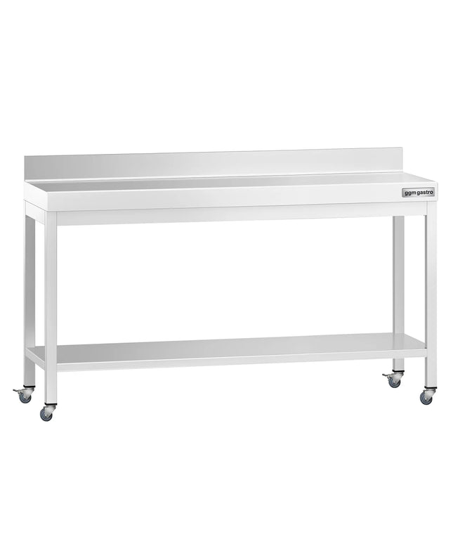 GGM Gastro Commercial Stainless Steel Table with Upstand PREMIUM - 1800x700mm - with Undershelf - with Rear Upstand