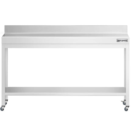 GGM Gastro Commercial Stainless Steel Table with Upstand PREMIUM - 1800x800mm - with Undershelf - with Rear Upstand