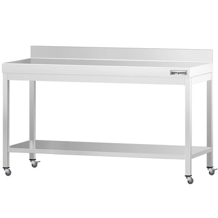 GGM Gastro Commercial Stainless Steel Table with Upstand PREMIUM - 1800x800mm - with Undershelf - with Rear Upstand