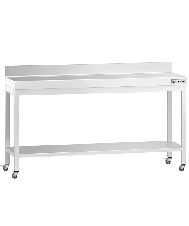 GGM Gastro Commercial Stainless Steel Table with Upstand PREMIUM - 2000x700mm - with Undershelf - with Rear Upstand