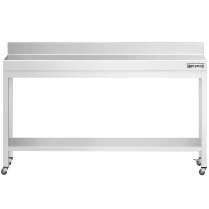 GGM Gastro Commercial Stainless Steel Table with Upstand PREMIUM - 2000x700mm - with Undershelf - with Rear Upstand