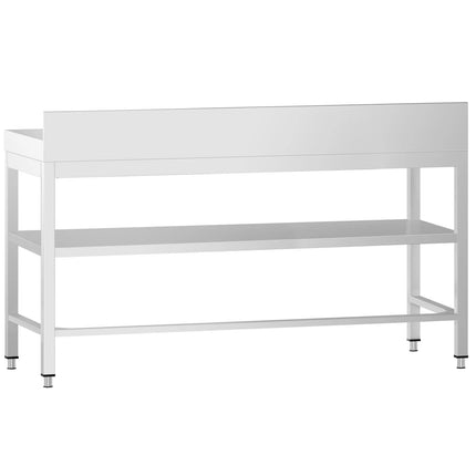 GGM Gastro Commercial Stainless Steel Table with Upstand PREMIUM - 2000x800mm - with Undershelf - with Rear Upstand - with Additional Undershelf (mid-shelf) - with Cross Bracing